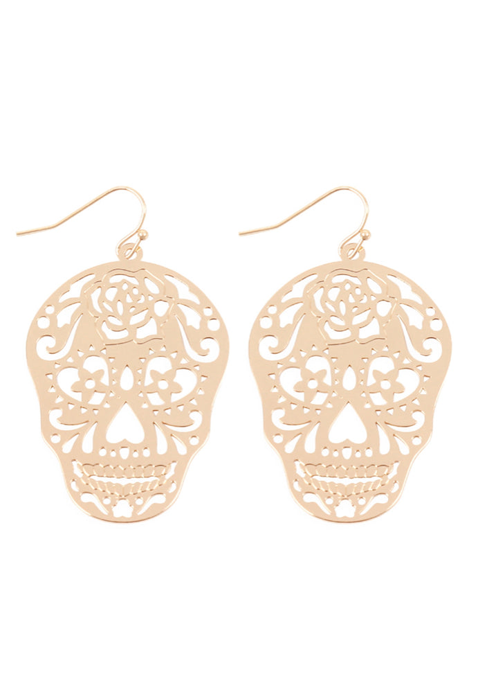Skull Mini Creole Hoop Earrings in Light Gold